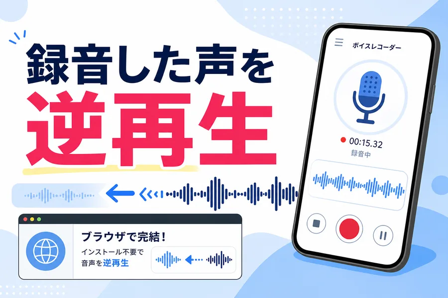 スマホで録音した声をブラウザ上で逆再生するイメージ